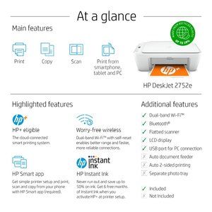 HP 2752e DeskJet All-in-One Wireless Color Inkjet Printer